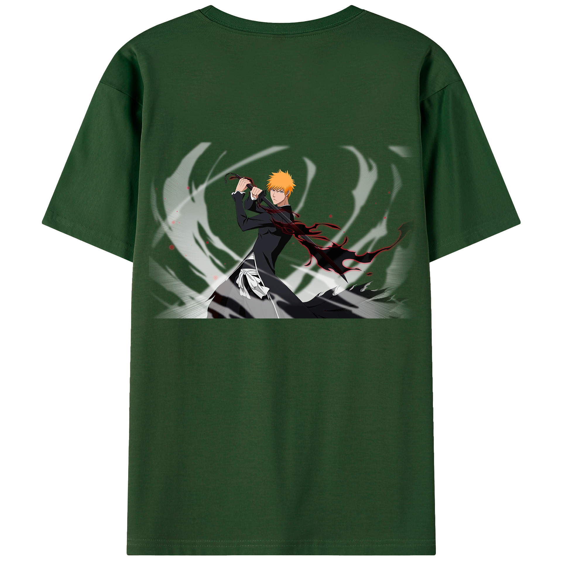 （画像用） ブリーチ 黒崎一護（くろさき いちご）BLEACH Kurosaki Ichigo 綿100％半袖Tシャツ（背面プリント）